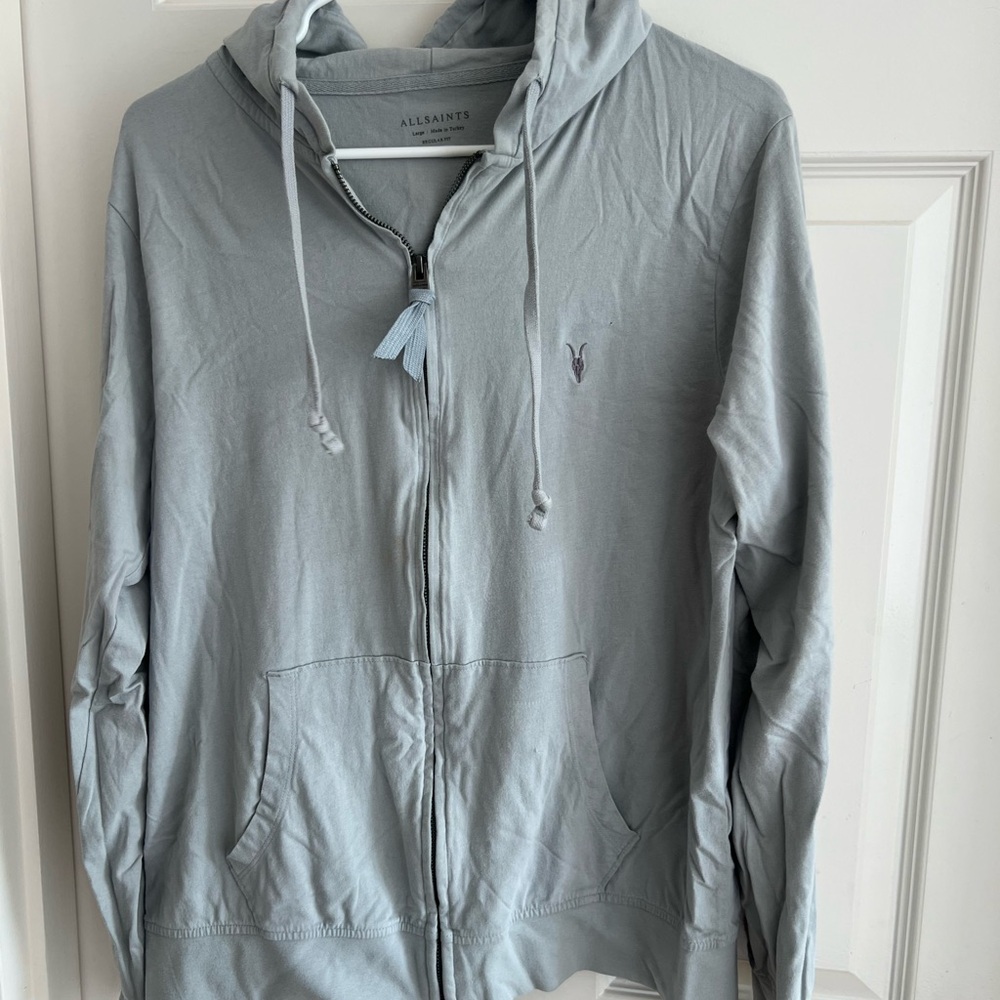 All Saints Soft Gray Zip-Up Hoodie